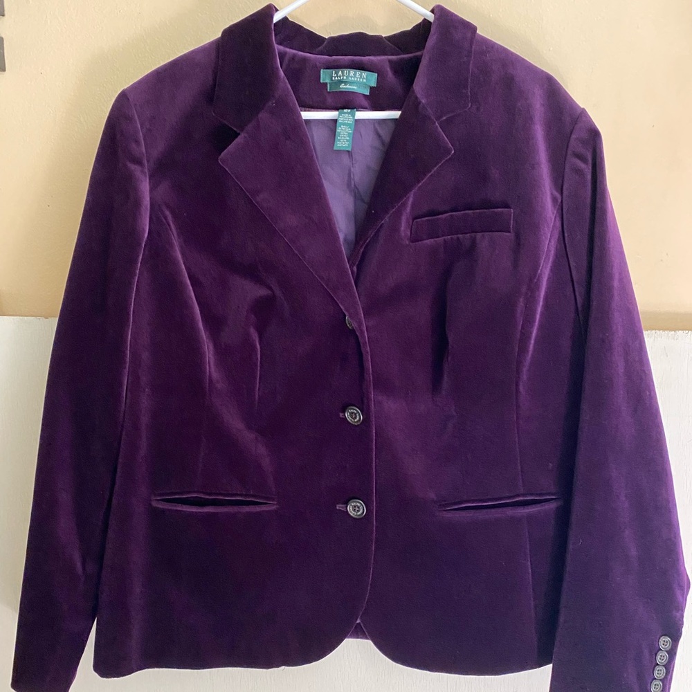 Ralph Lauren Purple Velvet Blazer Jacket trending style and color